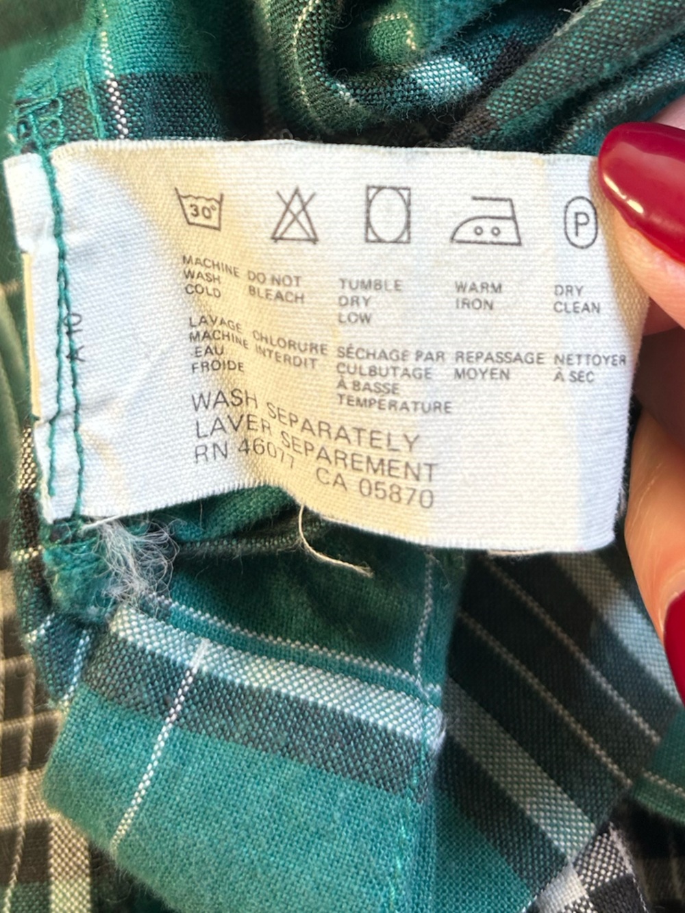 VTG 90s Esprit Plaid Pinafore Dress Green Drop Waist Med Cottagecore Grunge - Picture 9 of 11
